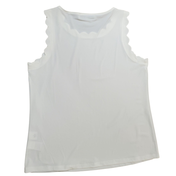Kasper Women's White Scalloped Tank Top. SMALL. NWT - Picture 7 of 9
